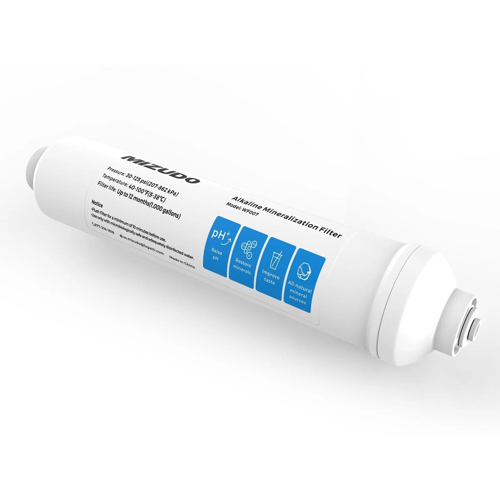 Remineralization Filter for Reverse Osmosis System, MIZUDO 12 Months Alkaline Water Filter System Under Sink, 10-inch PH Balance and Restore Minerals Filter for RO System