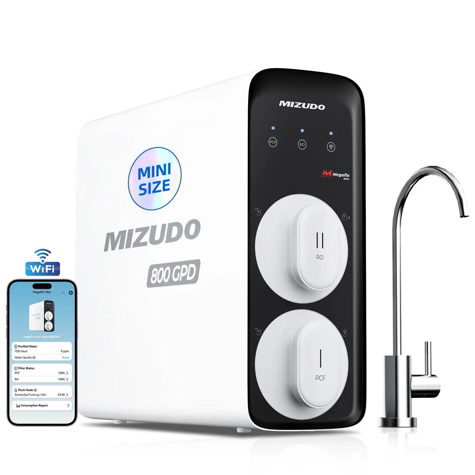 MIZUDO Megaflo Smart Mini 800GPD Reverse Osmosis Water Filter