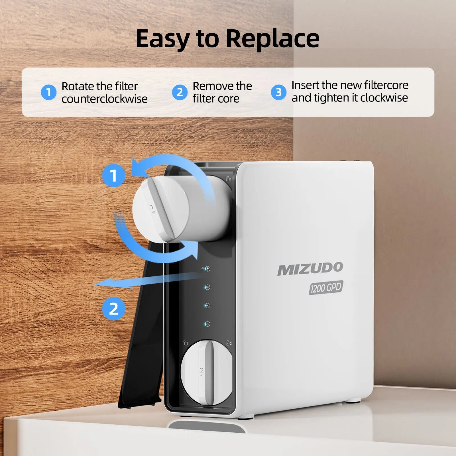 1200GPD RO Membrane Filter, Reverse Osmosis System Replacement, 0.0001 Micron, 36-Month Lifetime