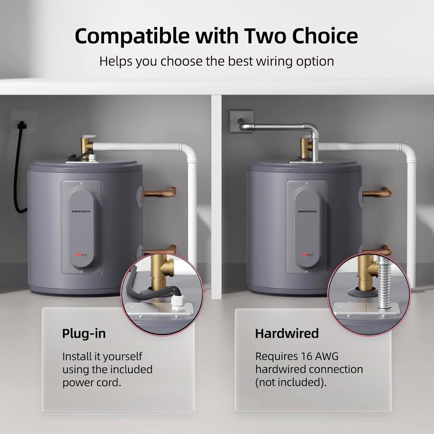 Compact 6 Gal Mini Tank Water Heater - MIZUDO 120V Electric Heater