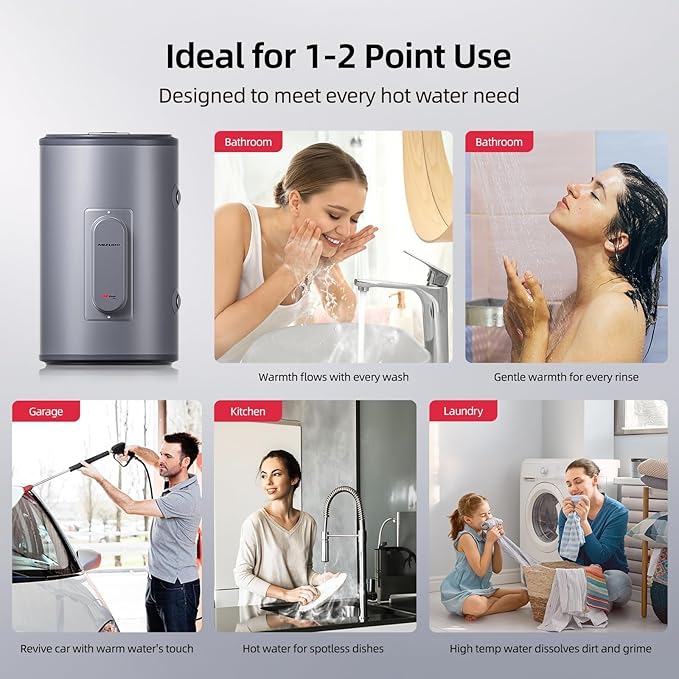 MIZUDO 10-Gallon Point-of-Use Electric Mini Tank Water Heater, 120V