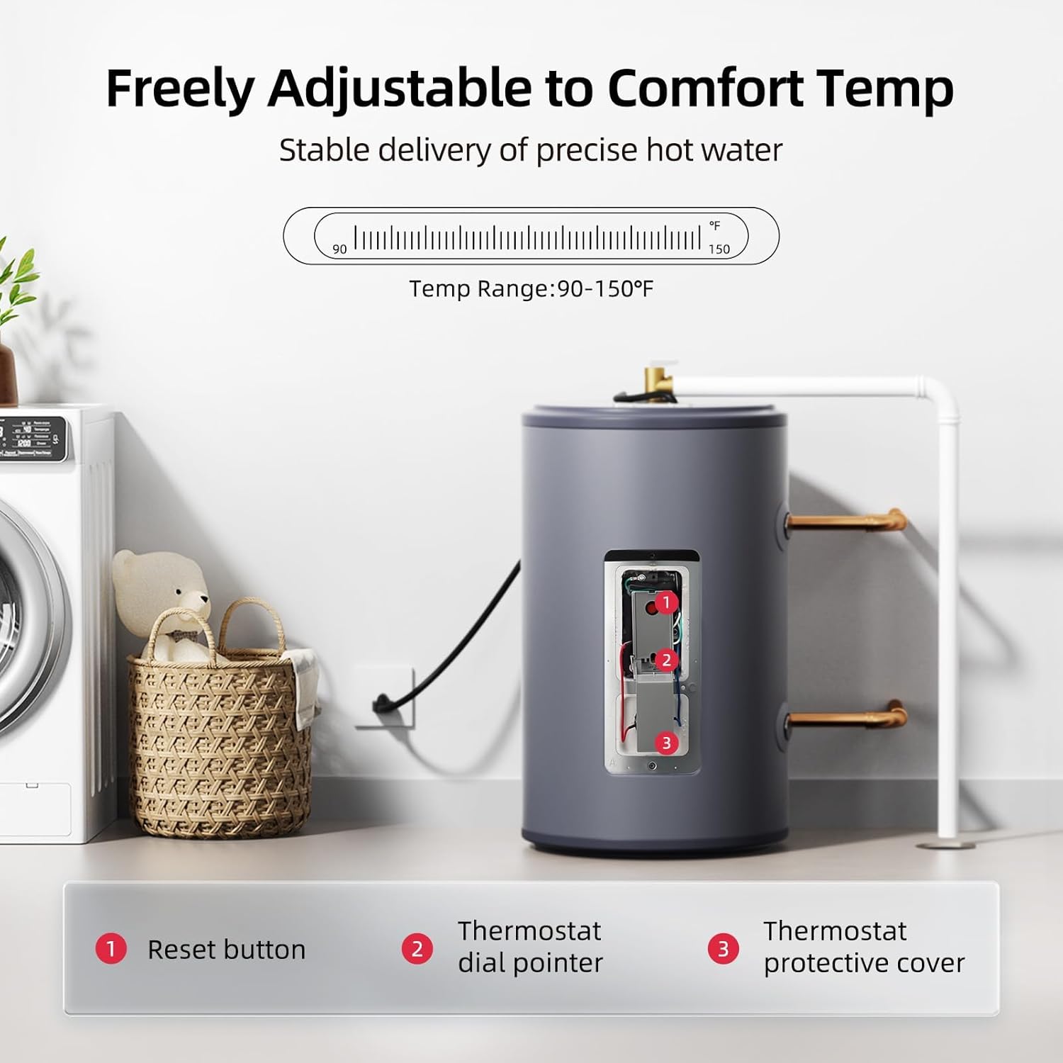 MIZUDO 10-Gallon Point-of-Use Electric Mini Tank Water Heater, 120V