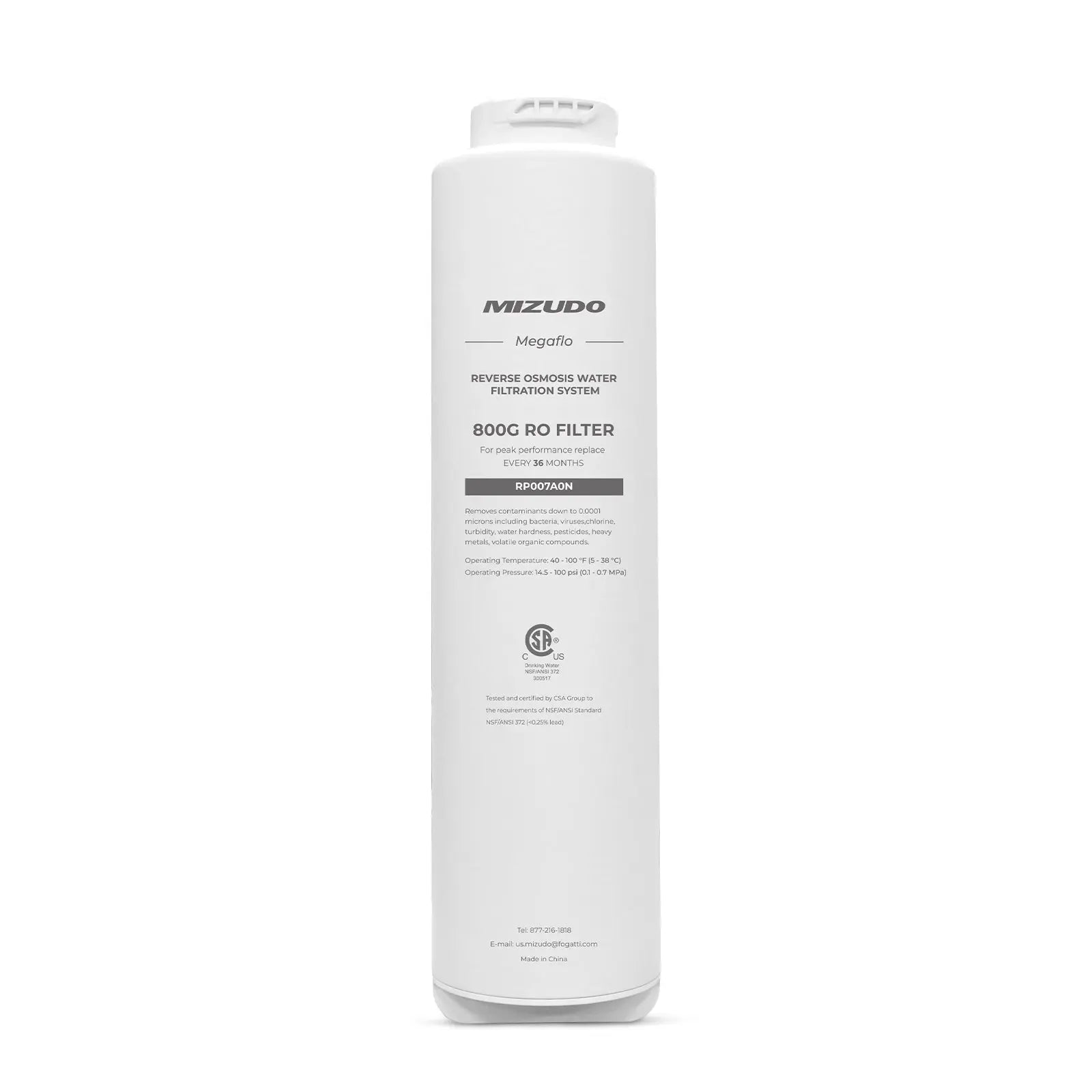 800GPD RO Filter, Replacement for MIZUDO Megaflo 800GPD Reverse Osmosis System