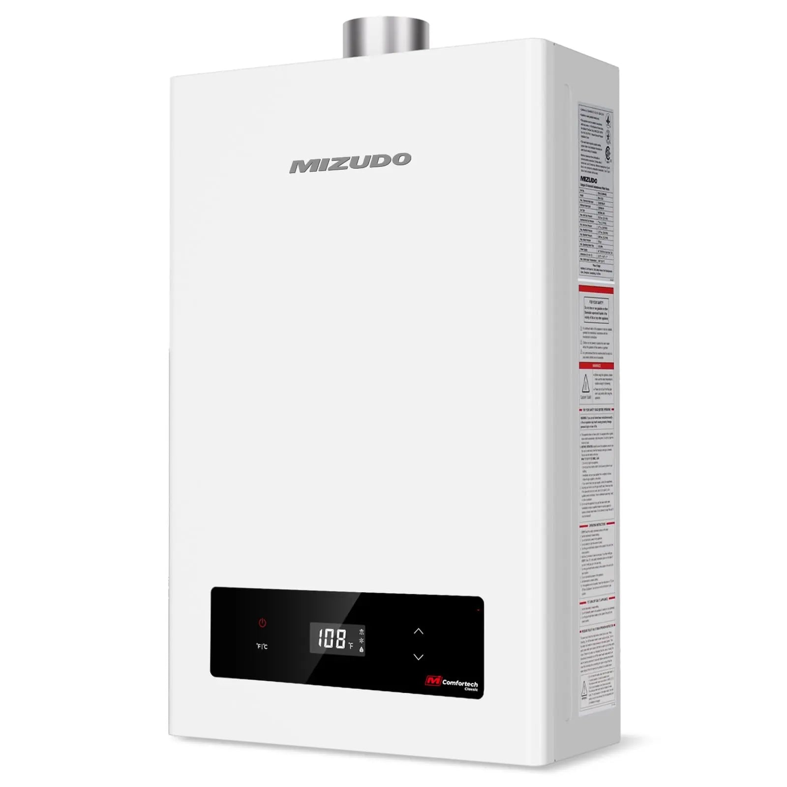 Non-Condensing 4.0 GPM 90,000 BTU -Indoor Natural Gas/Propane Tankless Water Heater White