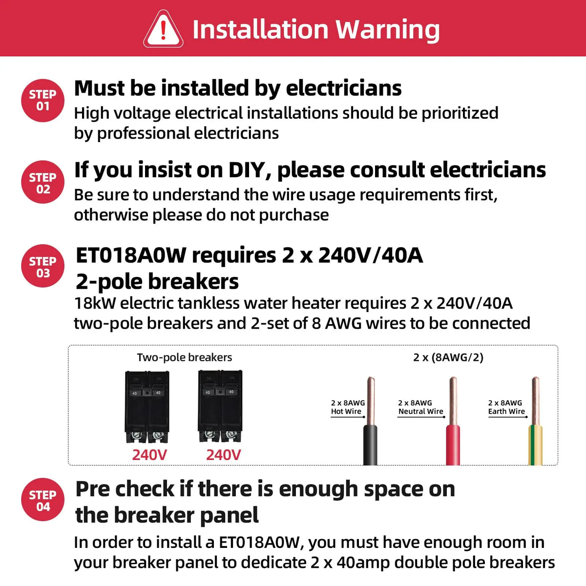 18 kW 4.4 GPM 240-Volt Electric Tankless Water Heater