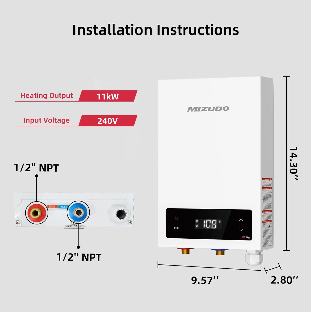 11 kW 2.6 GPM 240-Volt Electric Tankless Water Heater