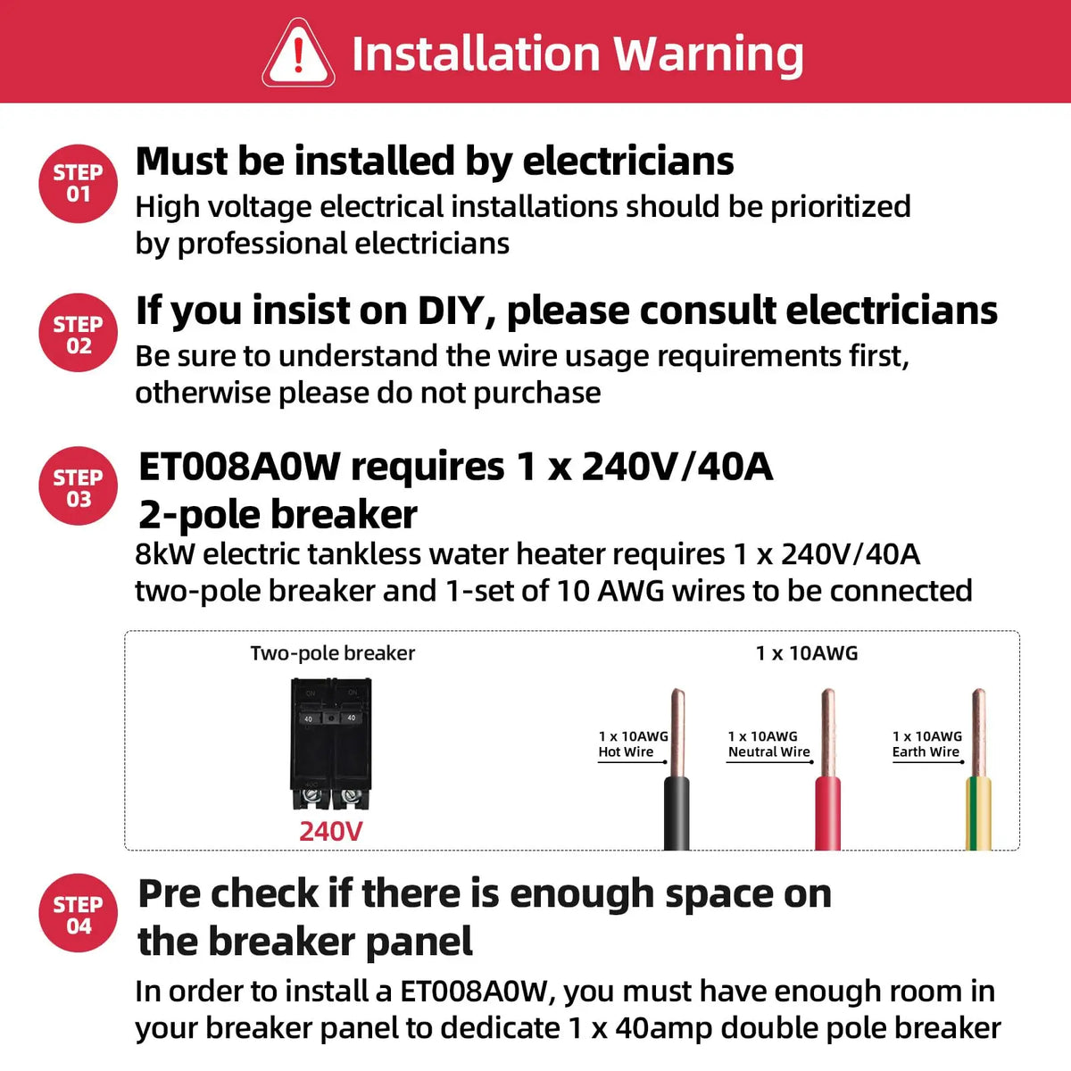 8 kW 2.0 GPM 240-Volt Electric Tankless Water Heater