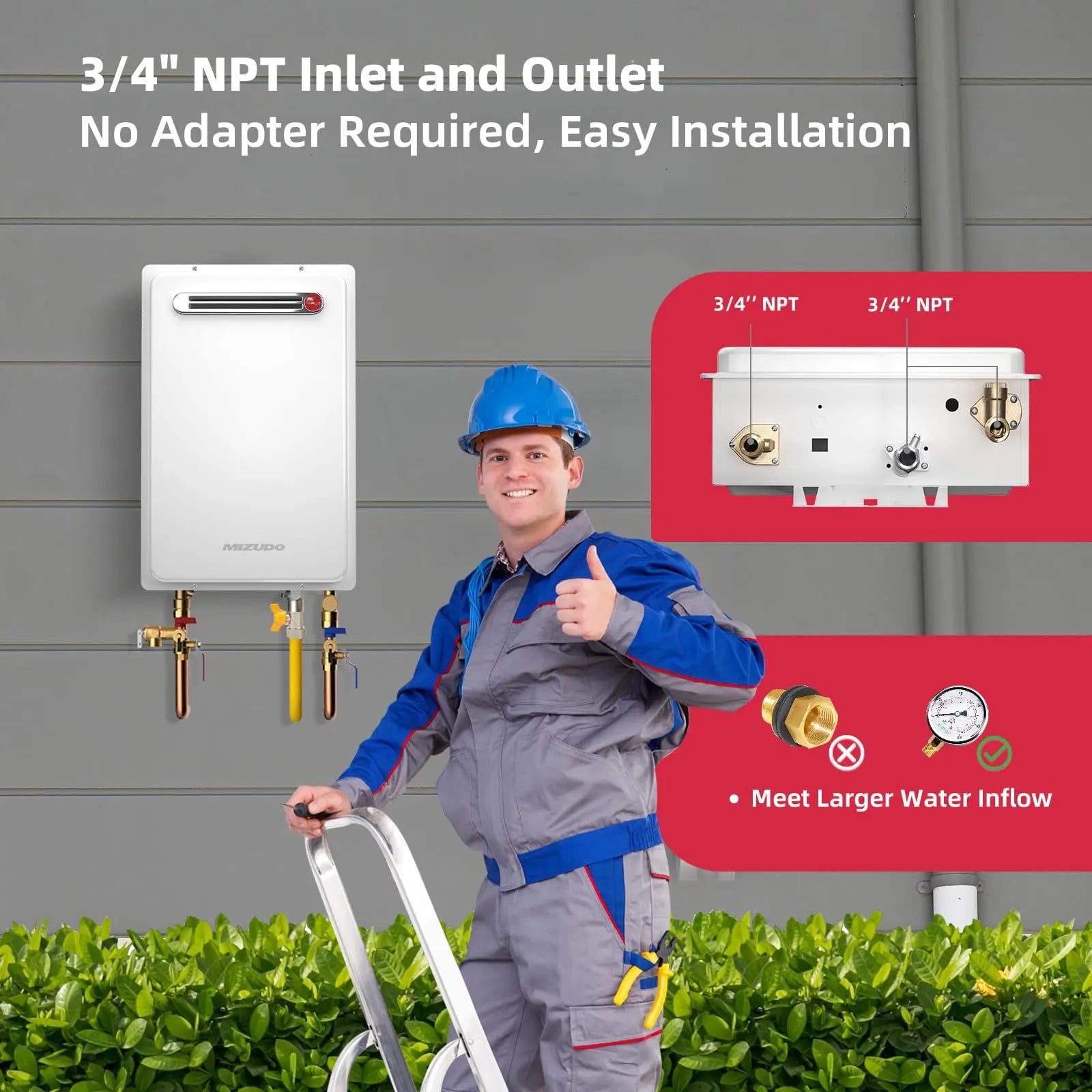 Non-Condensing 5.1 GPM 120,000 BTU -Outdoor Natural Gas/Propane Tankless Water Heater White