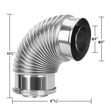 3" x 5" Direct Vent Drainage Elbow, 87 Degree Stainless Steel Pipe