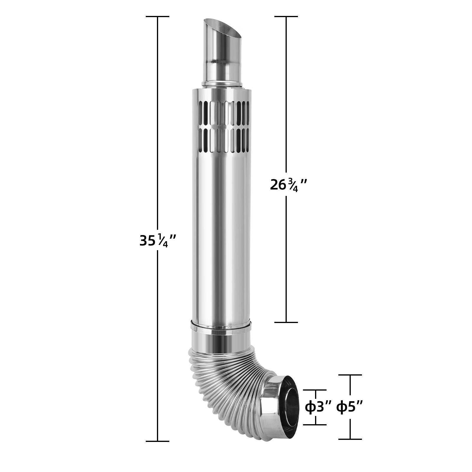 3" x 5" Direct Vent Kit with 23" Pipe and 87 Degree Elbow