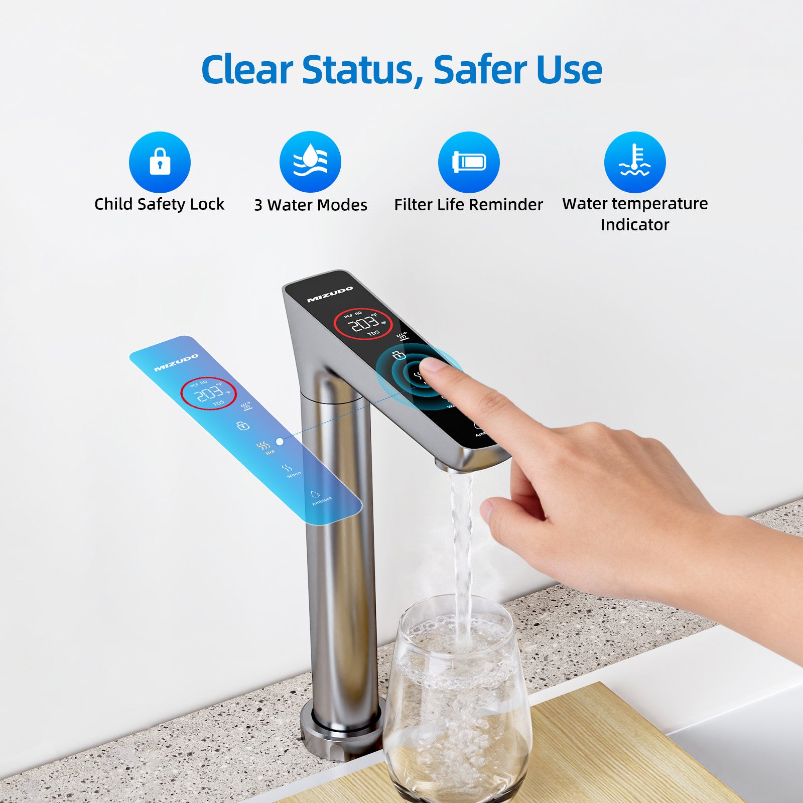 800GPD Smart Tankless Reverse Osmosis System with Hot & Cold Dispenser | Mizudo