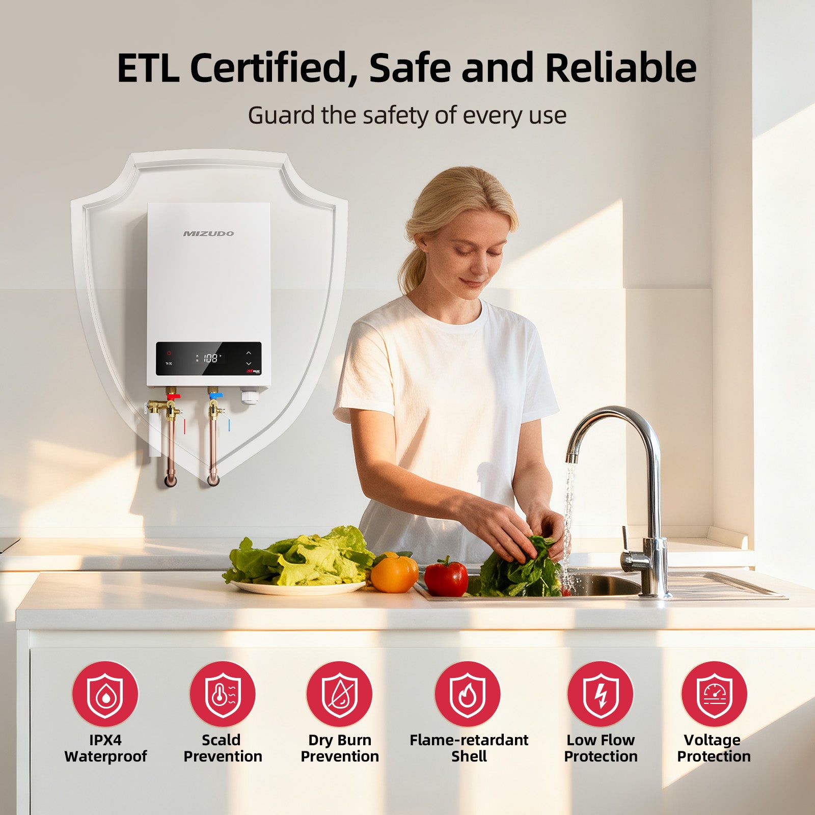 14kW Electric Tankless Water Heater - Instant Hot Water | Mizudo