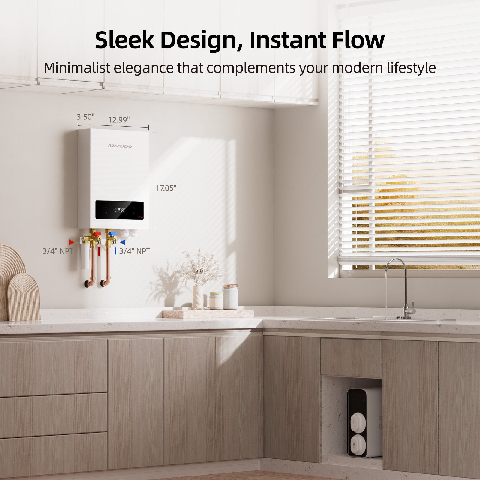 MIZUDO Electric Tankless Water Heater, Instant and Endless Hot Water, Ultimate Whole House Solution, 27kW 240V