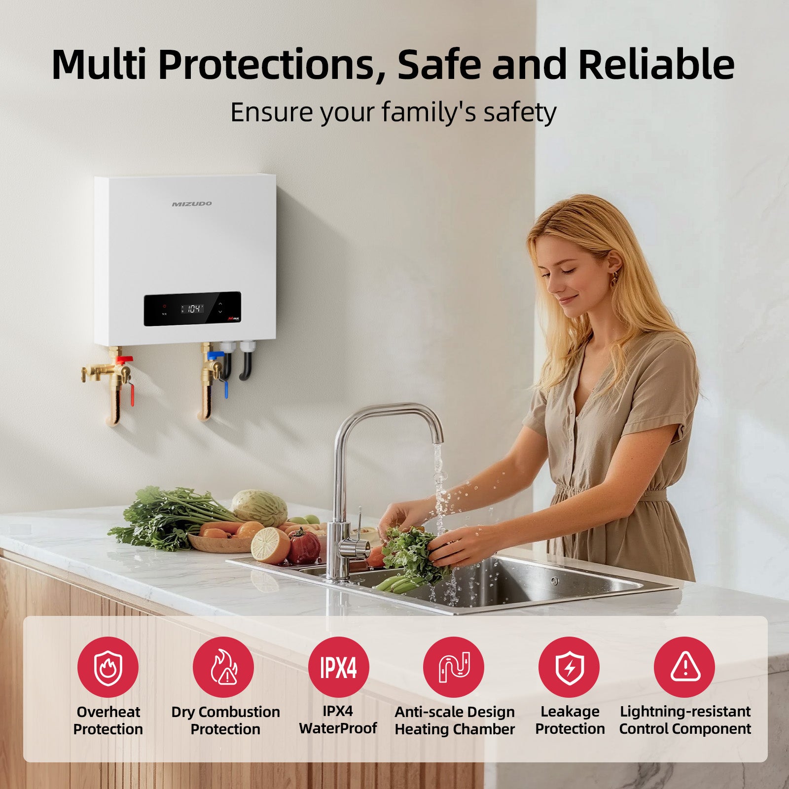 Tankless Water Heater Electric 36kW 240V 3s heating Whole House Shower