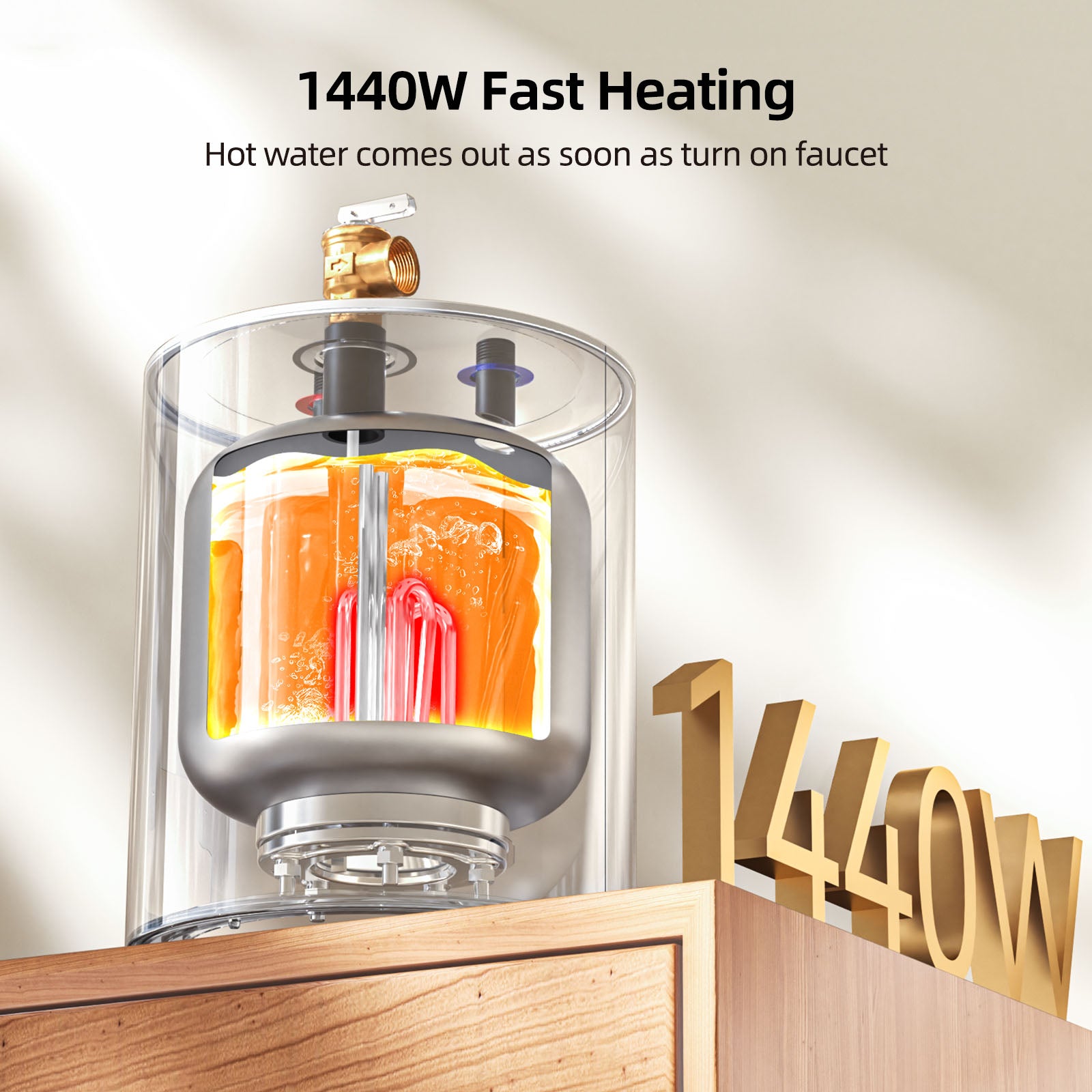 MIZUDO 1.5 Gallon Electric Mini Tank Water Heater, Instant Hot Water On Demand, Compact Under Sink Space-Saving, 120V Point of Use
