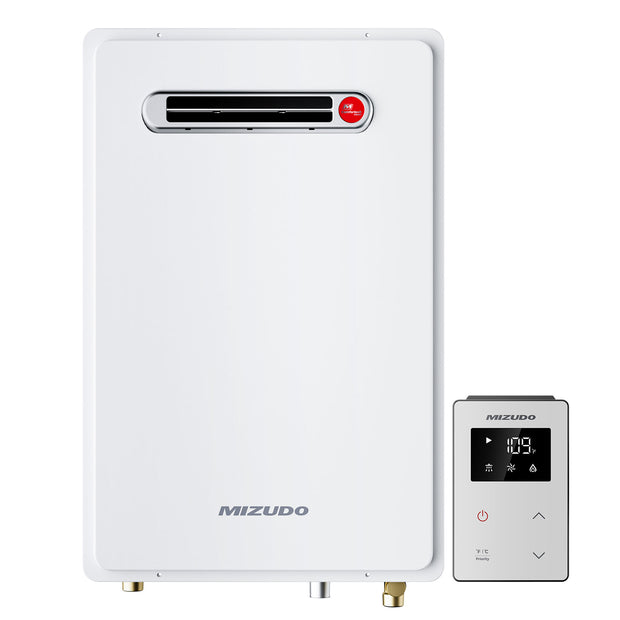 8.1 GPM 180,000 BTU Natural Gas Outdoor Tankless Water Heater - Valve Kit Bundle | Mizudo