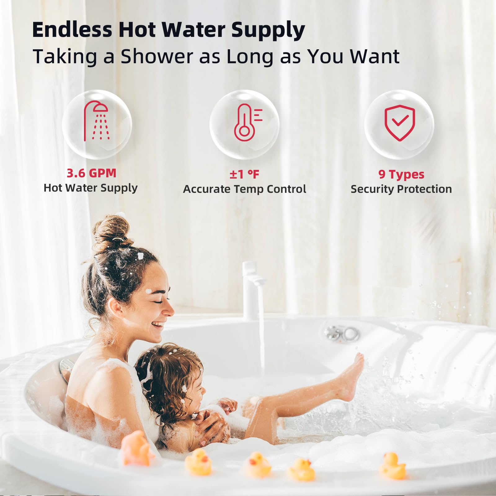 MIZUDO Indoor Gas Tankless Water Heater - 3.6 GPM, Precise Temp Control