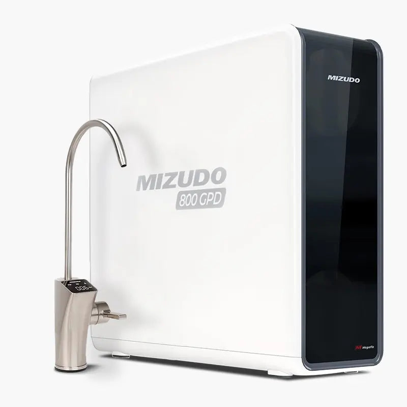 Megaflo high flow tankless reverse osmosis water filter system with smart faucet for under sink installation