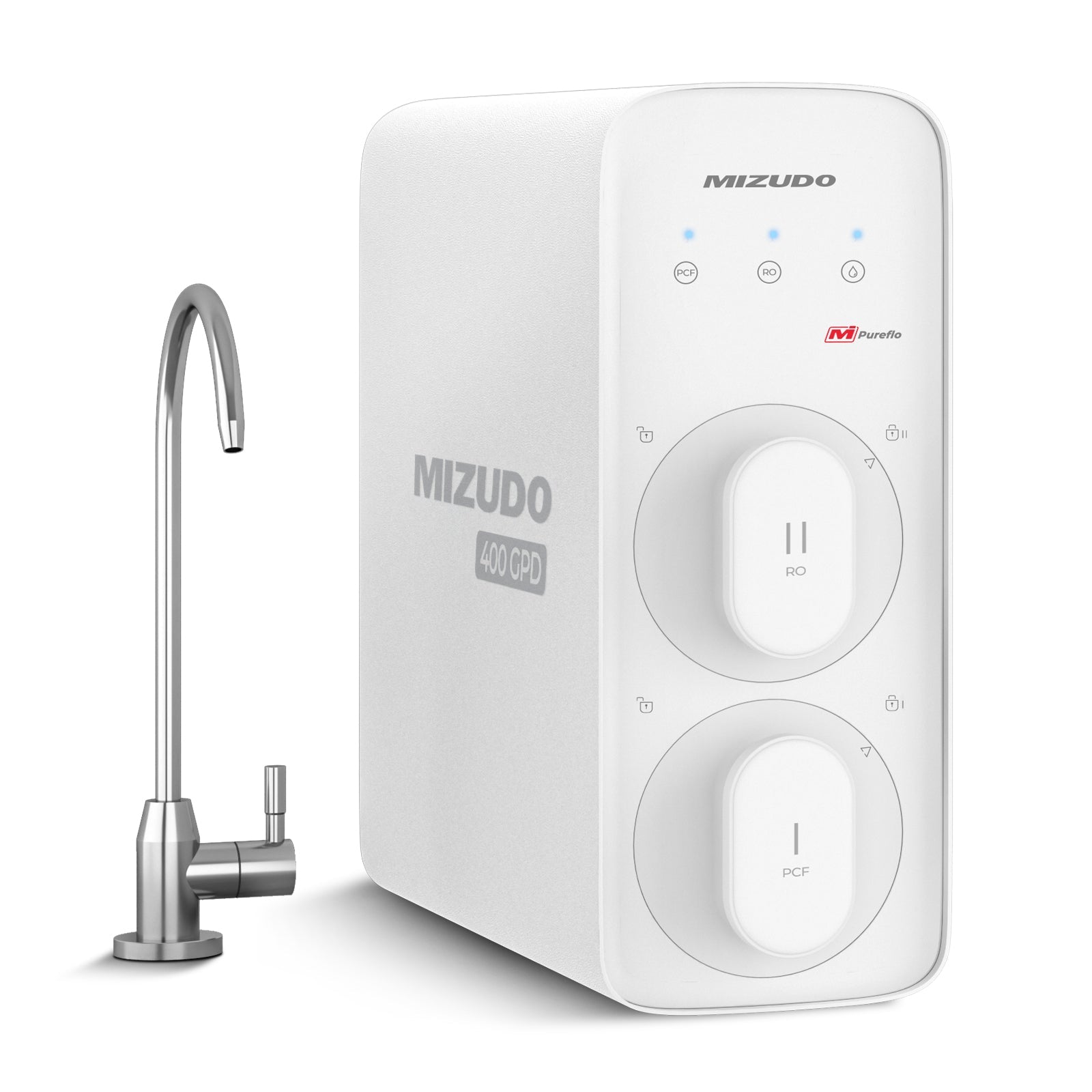 Mizudo Pureflo 400 GPD Under Sink Reverse Osmosis Water Filter System White