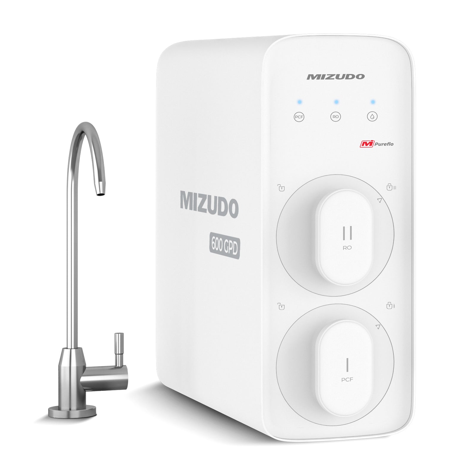 Mizudo Pureflo 600 GPD Under Sink Reverse Osmosis Water Filter System White